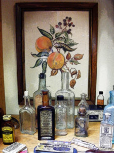 Bottles and Peach Art