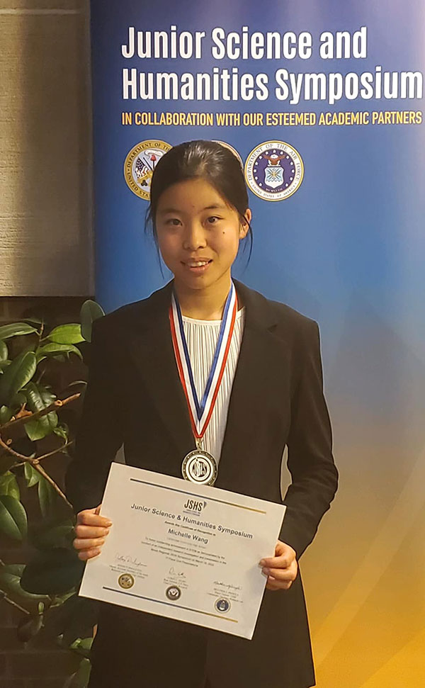 Michelle Wang wins State Illinois Junior Science and Humanities Symposium