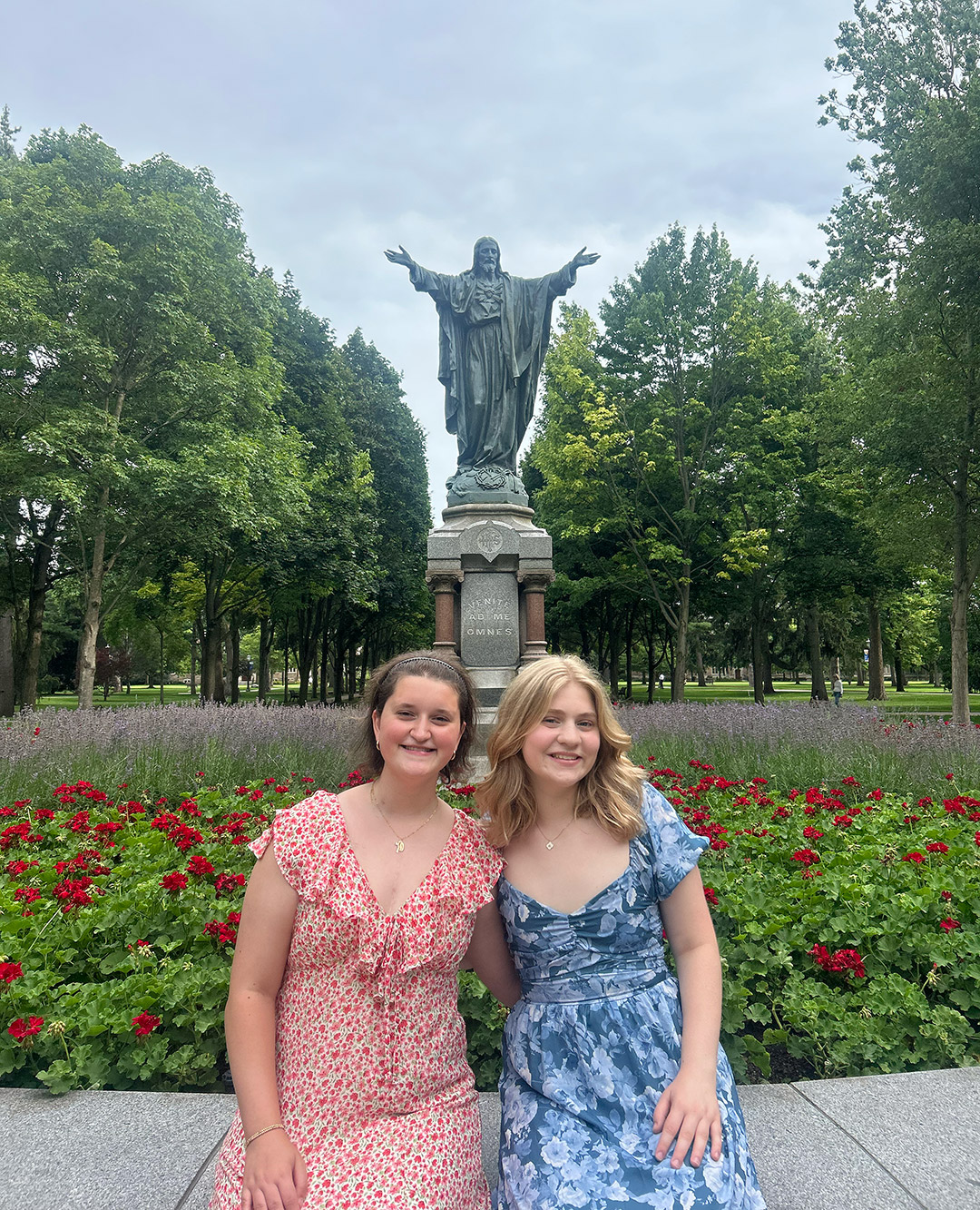 Anne Popit and a friend from class at the Notre Dame campus.