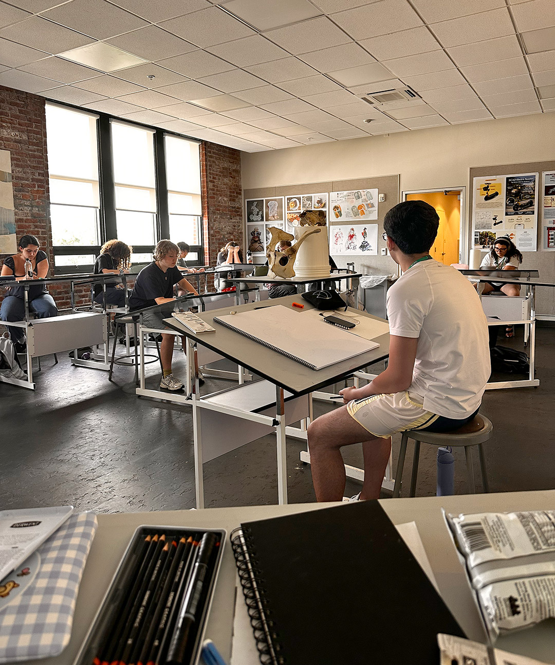 Trennis Hudson explores campus art at the Michigan Math and Science Scholars Program.