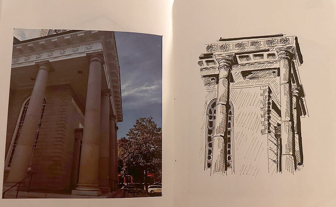 Trennis Hudson explores campus art at the Michigan Math and Science Scholars Program.