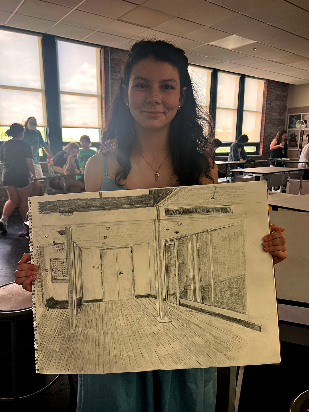 Trennis Hudson explores campus art at the Michigan Math and Science Scholars Program.