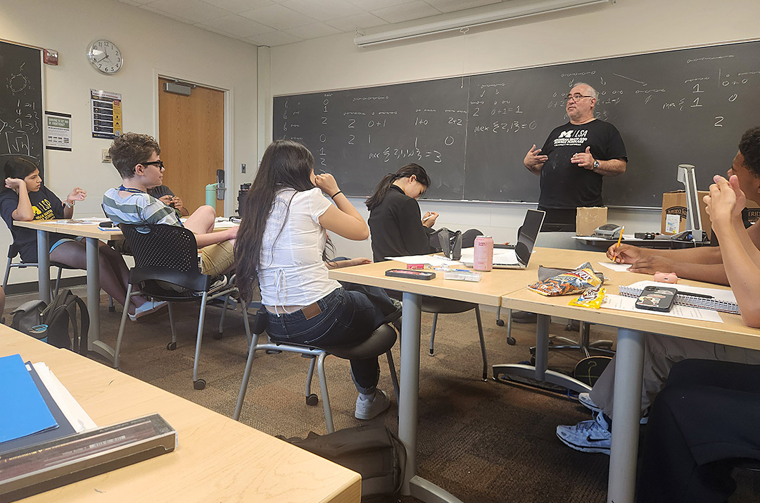 Trennis Hudson explores campus art at the Michigan Math and Science Scholars Program.